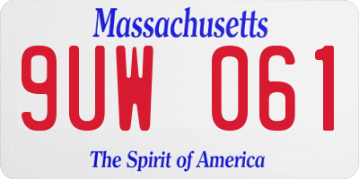 MA license plate 9UW061