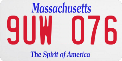 MA license plate 9UW076