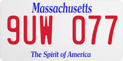 MA license plate 9UW077