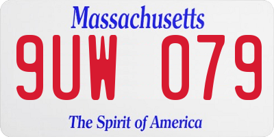 MA license plate 9UW079