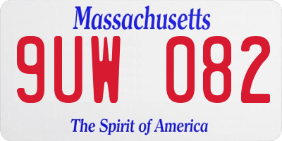 MA license plate 9UW082