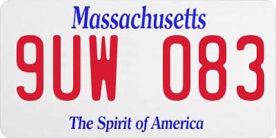 MA license plate 9UW083