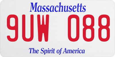 MA license plate 9UW088