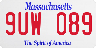 MA license plate 9UW089