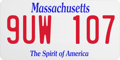 MA license plate 9UW107