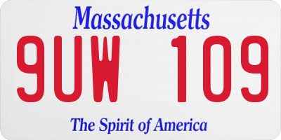 MA license plate 9UW109