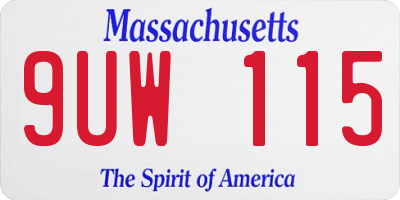 MA license plate 9UW115