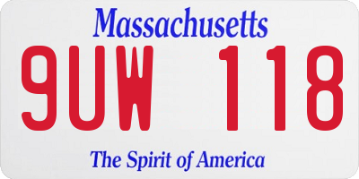 MA license plate 9UW118