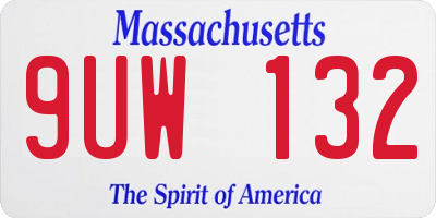 MA license plate 9UW132