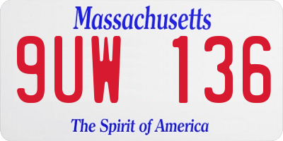 MA license plate 9UW136