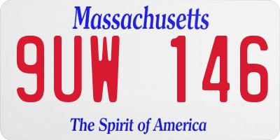 MA license plate 9UW146