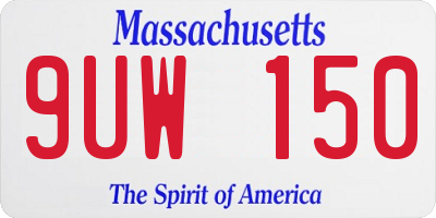 MA license plate 9UW150