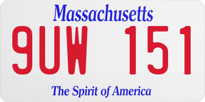 MA license plate 9UW151