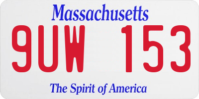 MA license plate 9UW153