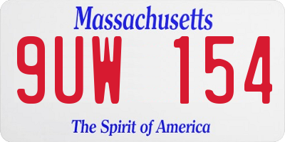 MA license plate 9UW154