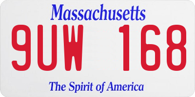 MA license plate 9UW168