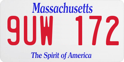 MA license plate 9UW172