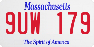 MA license plate 9UW179