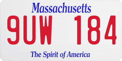MA license plate 9UW184