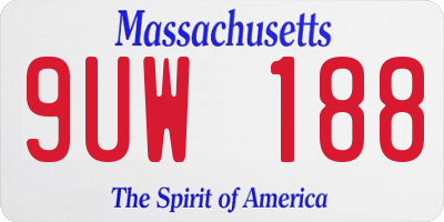 MA license plate 9UW188
