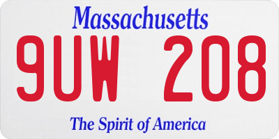 MA license plate 9UW208