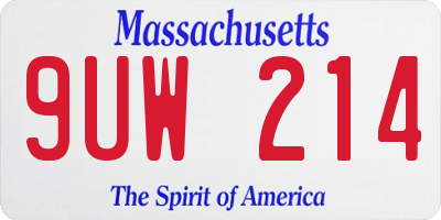 MA license plate 9UW214