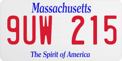 MA license plate 9UW215