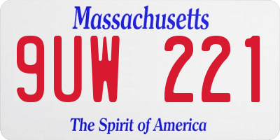 MA license plate 9UW221