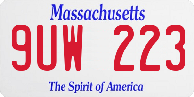 MA license plate 9UW223