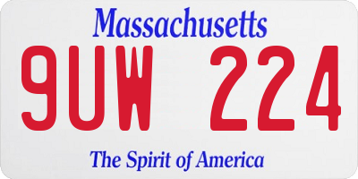 MA license plate 9UW224