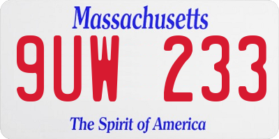 MA license plate 9UW233
