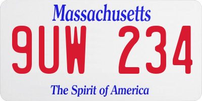 MA license plate 9UW234