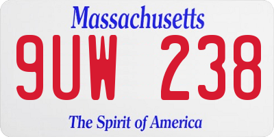 MA license plate 9UW238