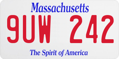 MA license plate 9UW242