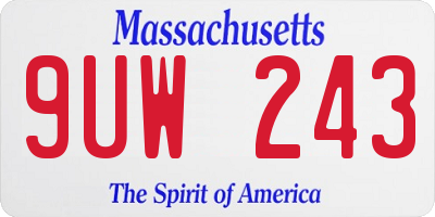MA license plate 9UW243