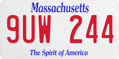MA license plate 9UW244