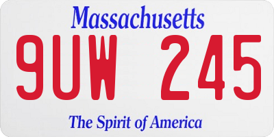 MA license plate 9UW245