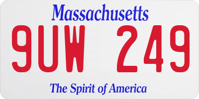 MA license plate 9UW249