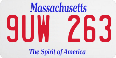 MA license plate 9UW263