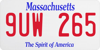 MA license plate 9UW265