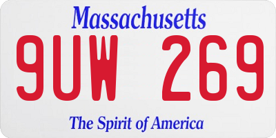 MA license plate 9UW269