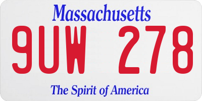 MA license plate 9UW278