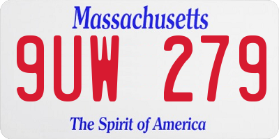 MA license plate 9UW279