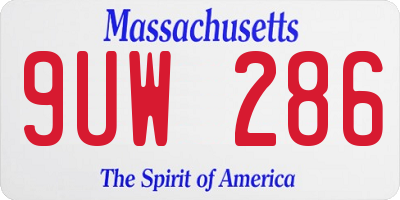 MA license plate 9UW286