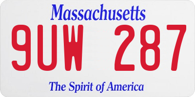 MA license plate 9UW287