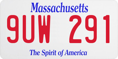 MA license plate 9UW291