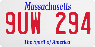 MA license plate 9UW294