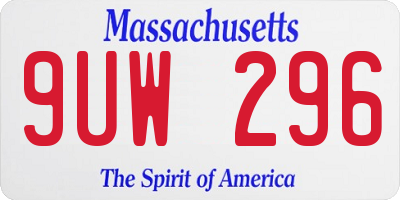 MA license plate 9UW296