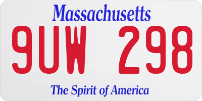 MA license plate 9UW298