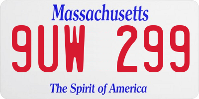 MA license plate 9UW299